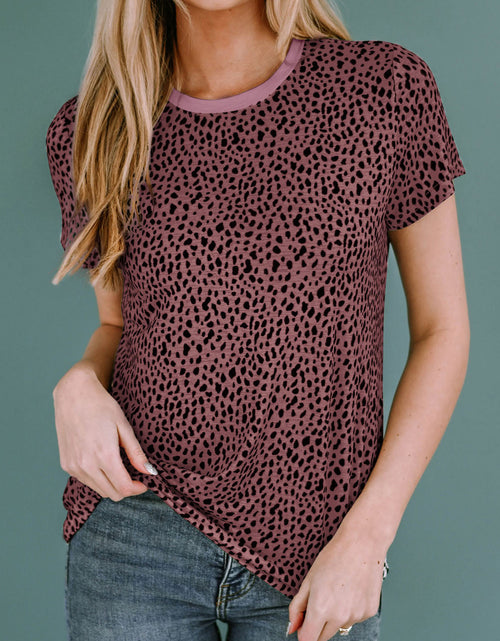 Load image into Gallery viewer, Animal Print Round Neck Short Sleeve T-Shirt

