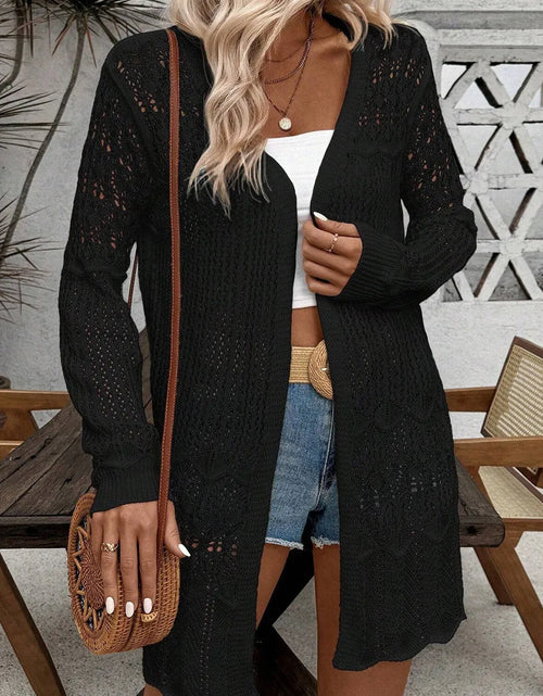 Load image into Gallery viewer, Openwork Open Front Long Sleeve Cardigan
