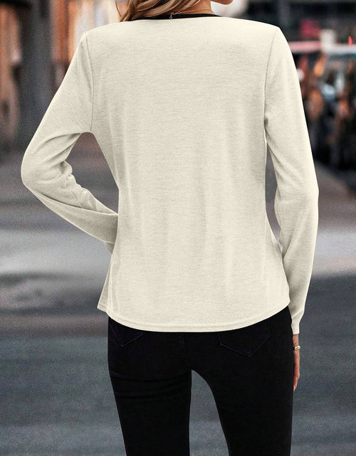 Load image into Gallery viewer, Full Size Crisscross Contrast Trim Long Sleeve T-Shirt
