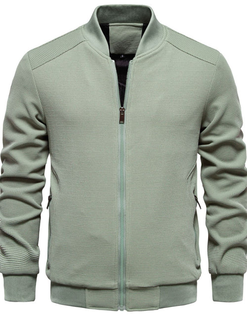Load image into Gallery viewer, Men's Waffle Knit Baseball Collar Zip Up Jacket
