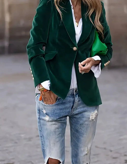Load image into Gallery viewer, Lapel Collar One Button Blazer
