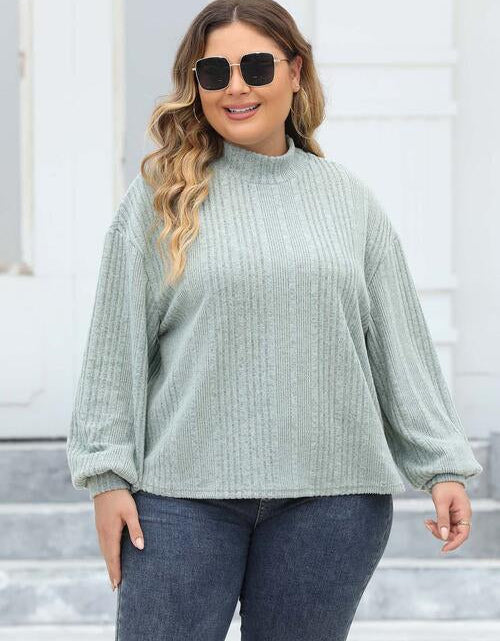 Load image into Gallery viewer, Plus Size Mock Neck Long Sleeve Knit Top

