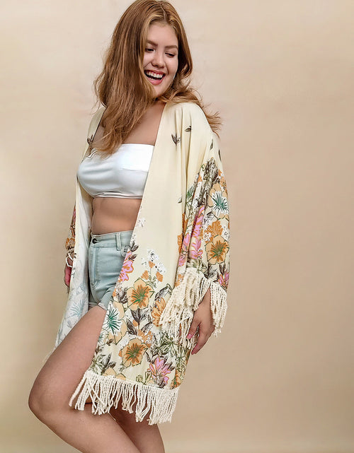 Load image into Gallery viewer, Plus Size Fringe Printed Open Front Cardigan
