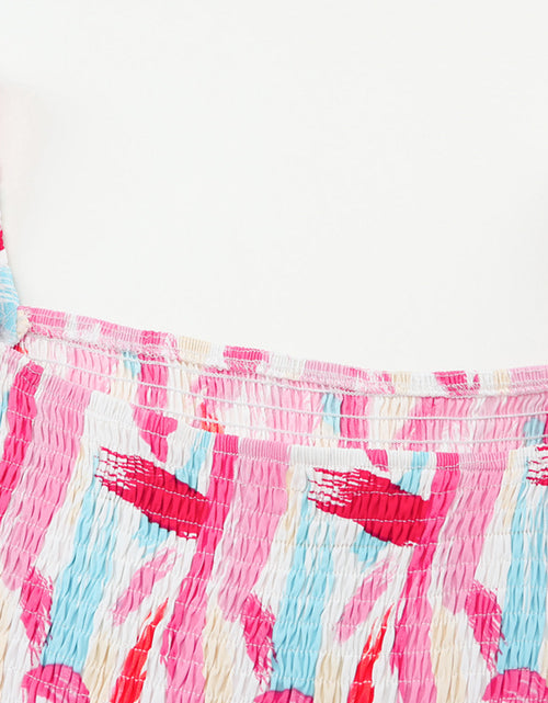 Load image into Gallery viewer, Printed Square Neck Tied Smocked Dress
