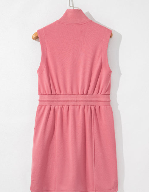 Load image into Gallery viewer, Nayeli Zipped Collar Drawstring Waist Dress by Poppy Lee Lane

