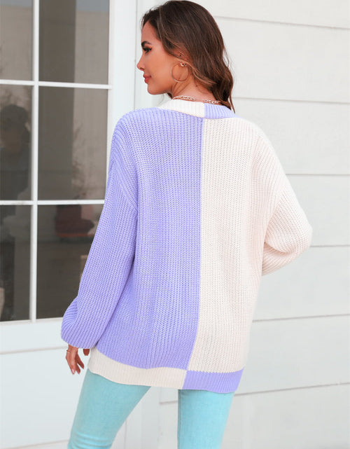 Load image into Gallery viewer, Angel Wings Open Front Contrast Color Balloon Sleeve Cardigan

