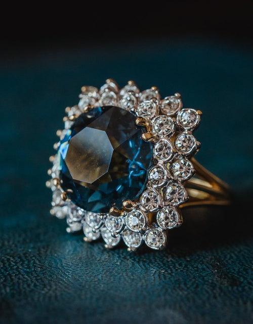 Load image into Gallery viewer, Vintage Austrian Crystal Women's Statement Cocktail Ring 18k Yellow Gold Electroplated Made in the USA by PVD Vintage Jewelry
