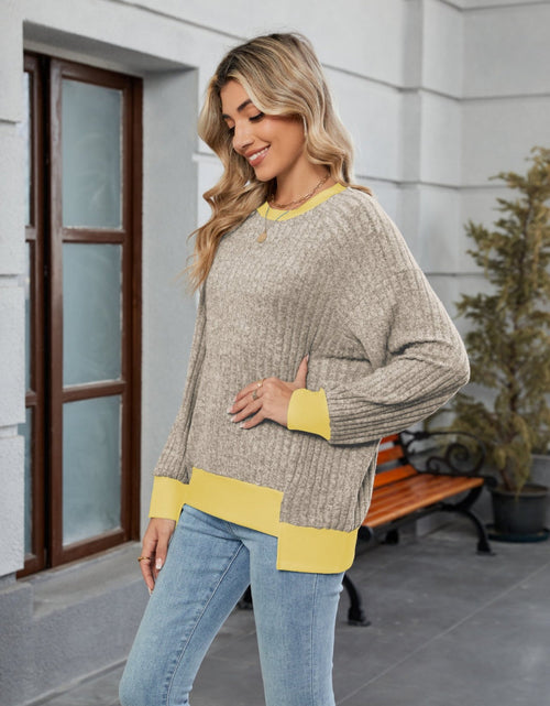 Load image into Gallery viewer, Contrast Trim Round Neck Long Sleeve T-Shirt
