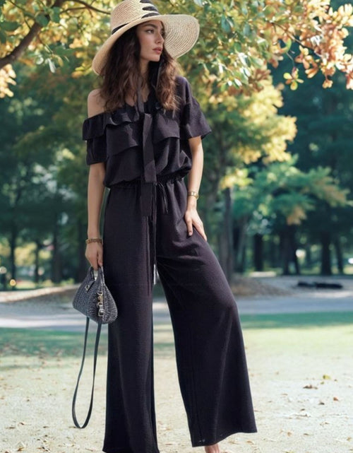 Load image into Gallery viewer, Ruffled Off  Shoulder Wide Leg Jumpsuit
