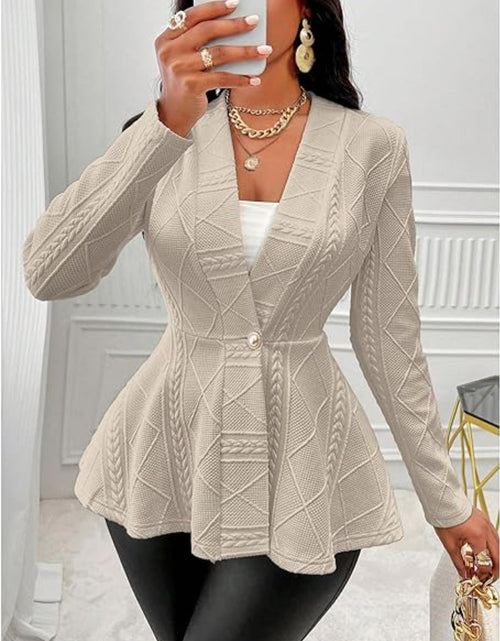 Load image into Gallery viewer, One Button Textured Peplum Cardigan
