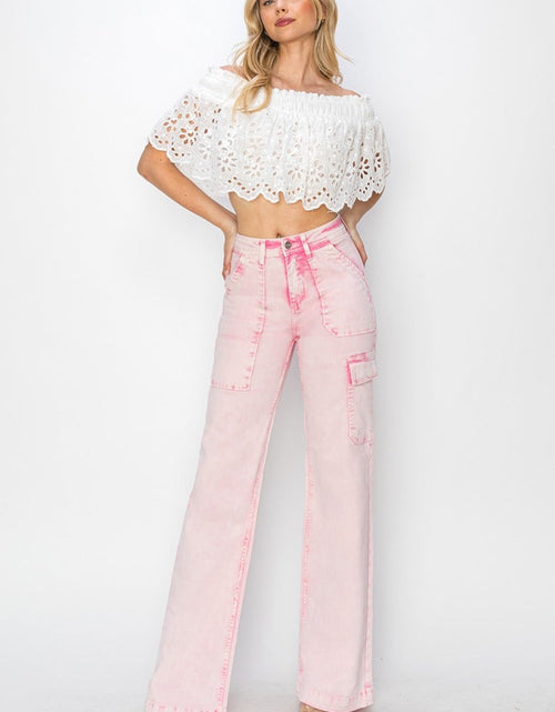 Load image into Gallery viewer, RISEN Full Size High Rise Cargo Pocket Jeans
