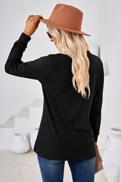 Load image into Gallery viewer, Notched Button Detail Long Sleeve T-Shirt
