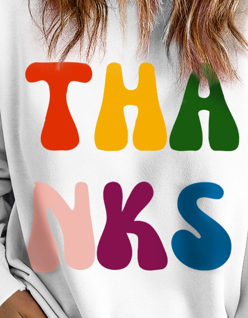 Load image into Gallery viewer, THANKS Round Neck Long Sleeve Sweatshirt

