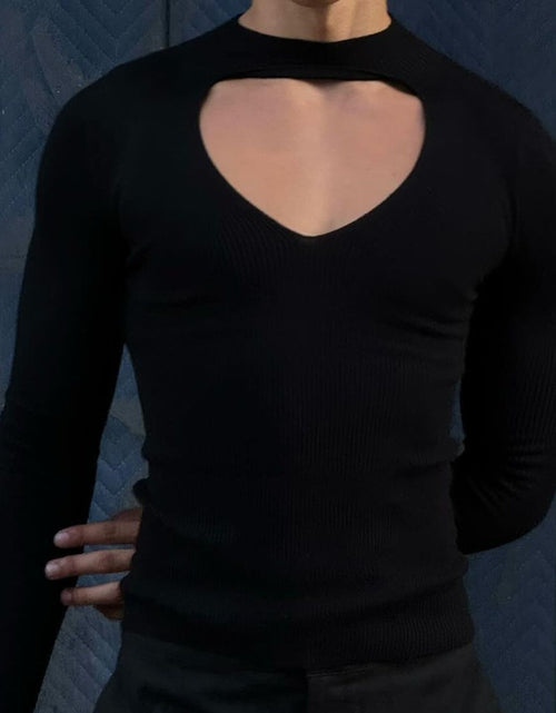 Load image into Gallery viewer, Men's Cutout Front Long Sleeve T-Shirt
