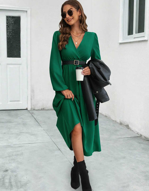 Load image into Gallery viewer, Surplice Neck Long Sleeve Midi Dress
