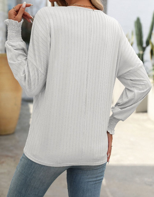 Load image into Gallery viewer, Mandy Textured Notched Lantern Sleeve T-Shirt
