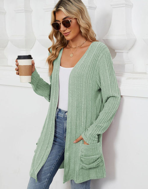 Load image into Gallery viewer, Pocketed Open Front Long Sleeve Cardigan
