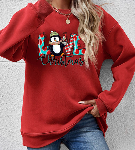 LIVE CHRISTMAS Drop Shoulder Round Neck Sweatshirt