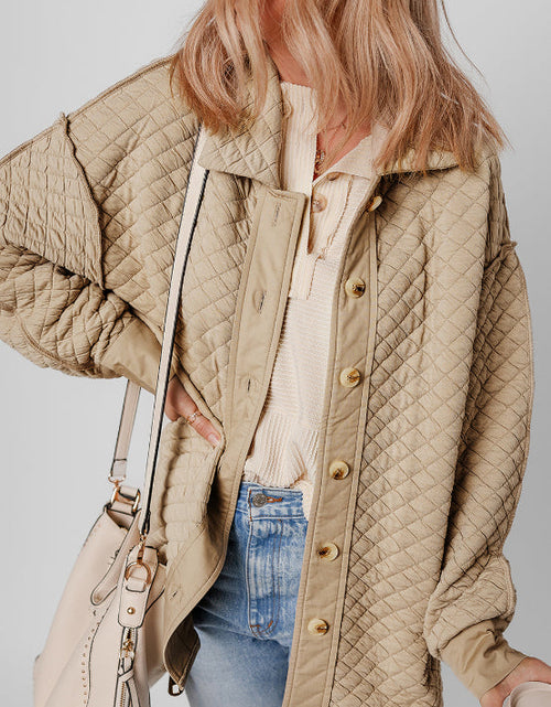 Load image into Gallery viewer, Exposed Seam Collared Neck Button Up Shacket
