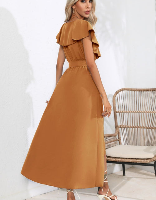 Load image into Gallery viewer, Ruffled Tied V-Neck Midi Dress
