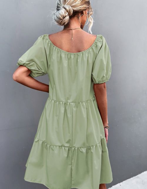 Load image into Gallery viewer, Square Neck Short Sleeve Mini Dress

