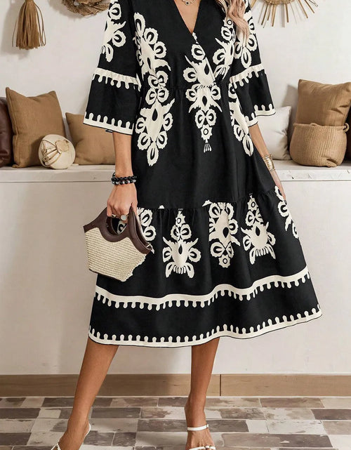 Load image into Gallery viewer, Printed Half Sleeve Knee Length Dress
