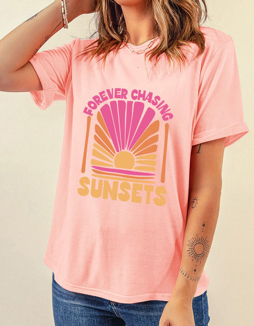 Load image into Gallery viewer, FOREVER CHASING SUNSETS Round Neck T-Shirt
