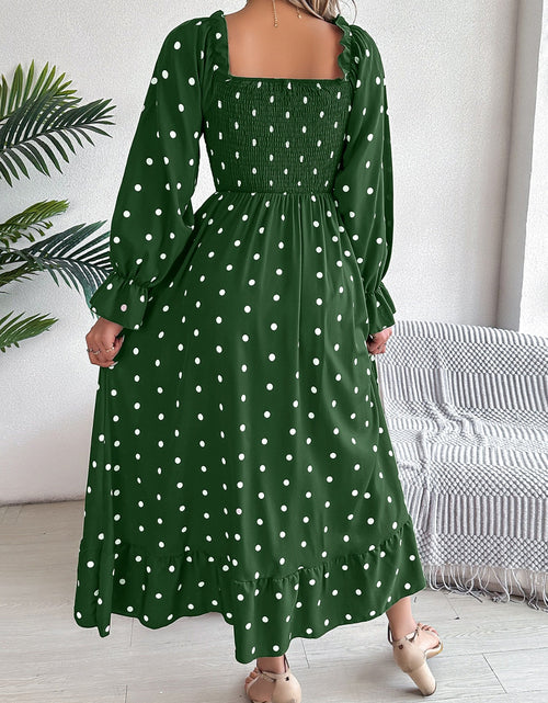 Load image into Gallery viewer, Polka Dot Flounce Sleeve Midi Dress
