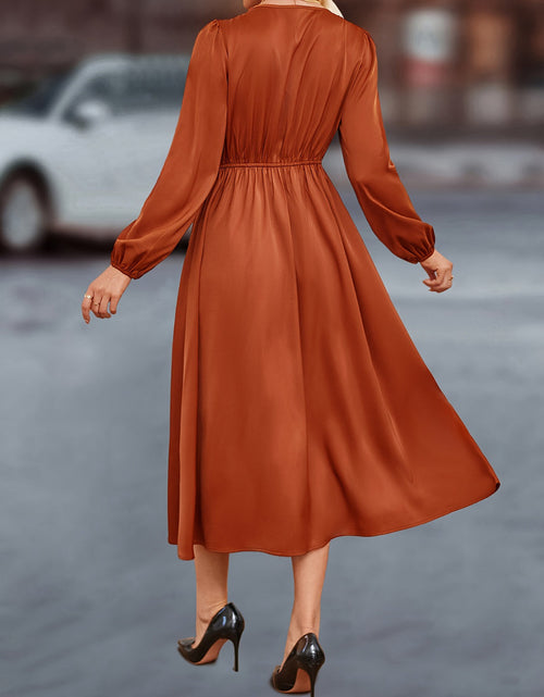 Load image into Gallery viewer, V-Neck Balloon Sleeve Midi Dress
