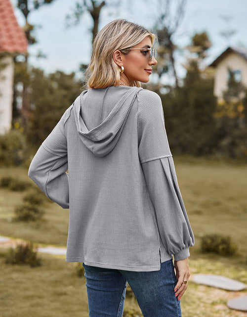 Load image into Gallery viewer, Dropped Shoulder Button-Down Hoodie
