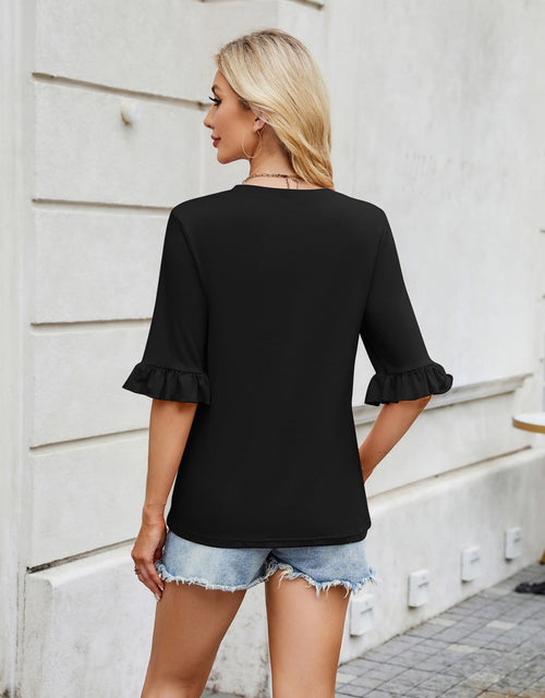 Load image into Gallery viewer, Florira Round Neck Ruffled Half Sleeve T-Shirt

