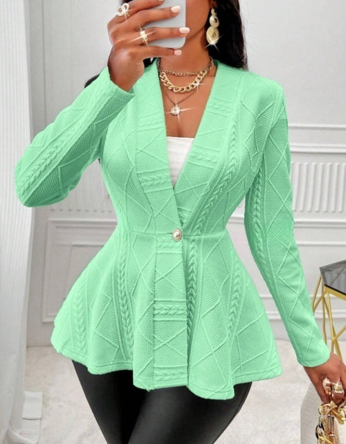 Load image into Gallery viewer, One Button Textured Peplum Cardigan
