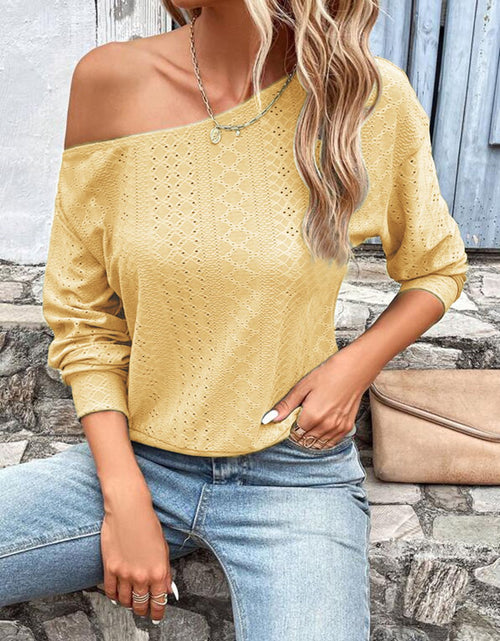 Load image into Gallery viewer, Eyelet Dropped Shoulder Blouse
