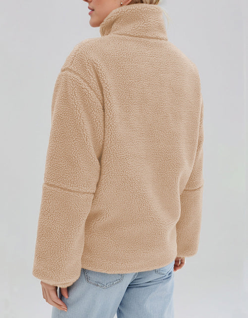 Load image into Gallery viewer, Turtleneck Zip Up Long Sleeve Plush Jacket
