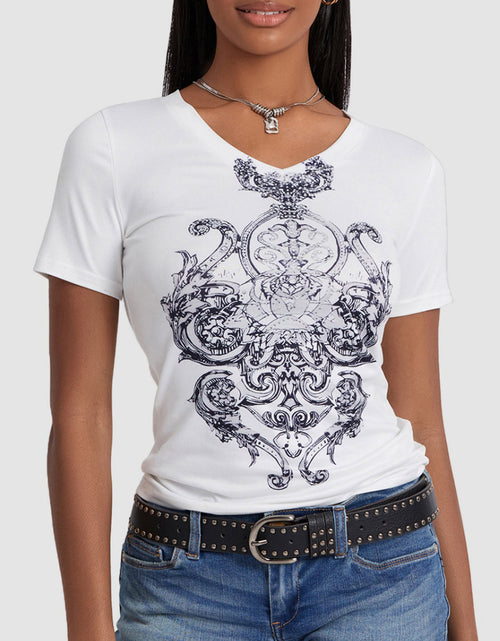 Load image into Gallery viewer, Graphic V-Neck Short Sleeve T-Shirt
