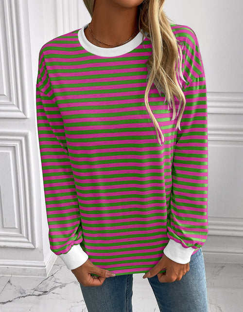 Load image into Gallery viewer, Ivy Lane Striped Round Neck Long Sleeve Sweatshirt
