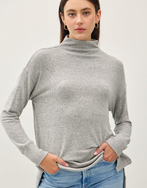 Load image into Gallery viewer, Be Cool Side Slit Mock Neck Long Sleeve Tunic Top
