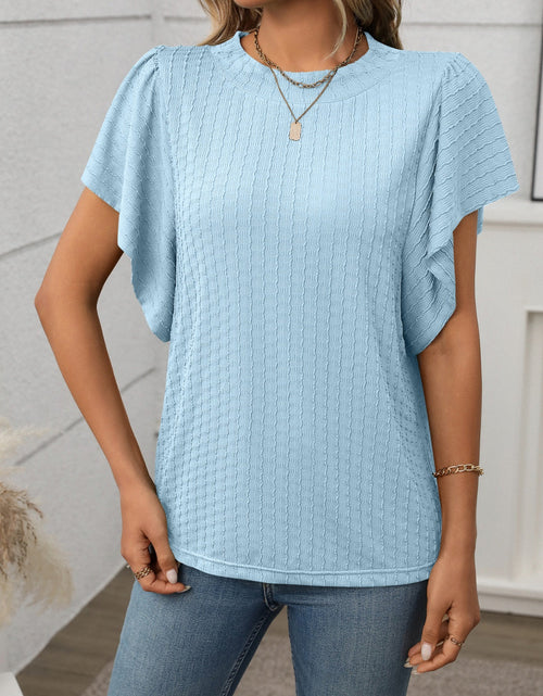Load image into Gallery viewer, Round Neck Flutter Sleeve T-Shirt
