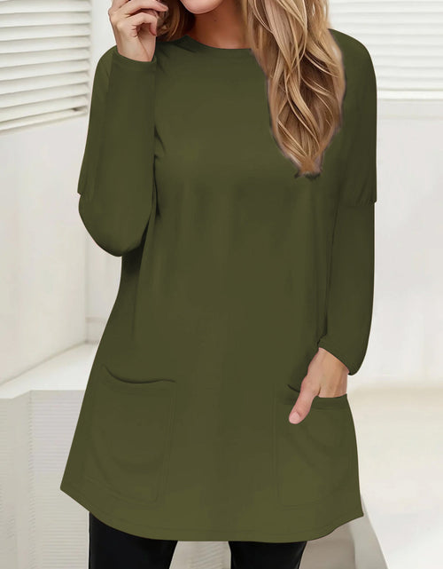 Load image into Gallery viewer, Full Size Pocketed Round Neck Long Sleeve T-Shirt
