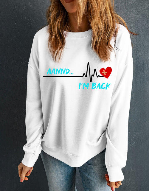 Load image into Gallery viewer, Graphic Round Neck Long Sleeve Sweatshirt
