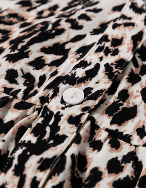 Load image into Gallery viewer, Leopard Notched Long Sleeve Maxi Dress
