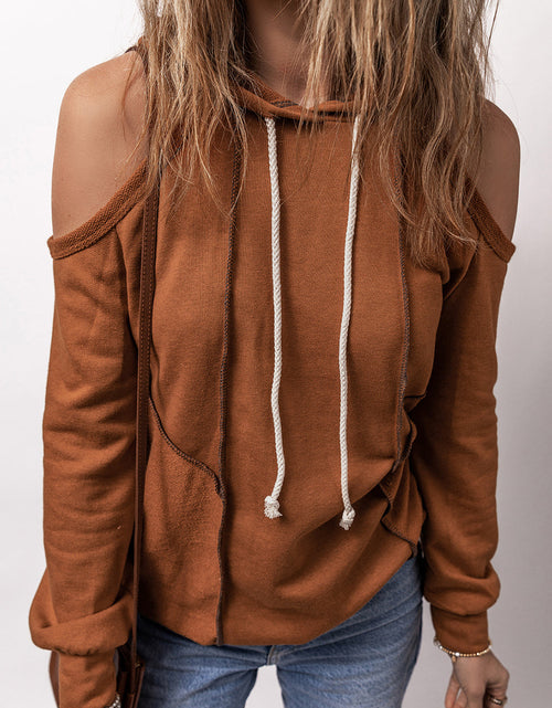Load image into Gallery viewer, Cold Shoulder Long Sleeve Hoodie
