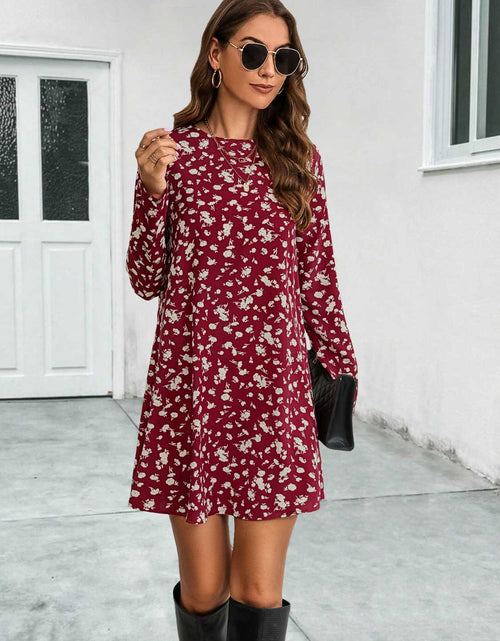 Load image into Gallery viewer, Round Neck Long Sleeve Mini Dress
