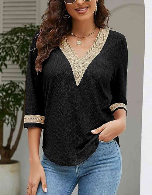 Load image into Gallery viewer, V-Neck Eyelet Blouse
