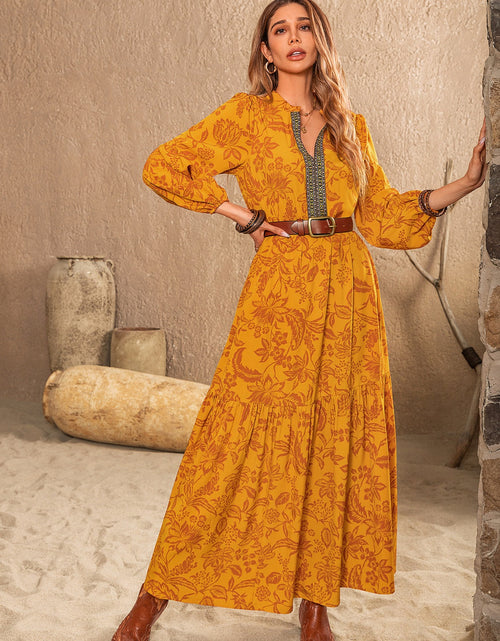 Load image into Gallery viewer, Printed Notched Balloon Sleeve Dress
