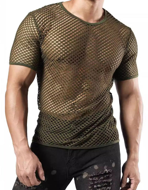 Load image into Gallery viewer, Men's Hollow Out Round Neck Short Sleeve Top
