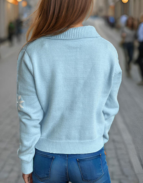 Load image into Gallery viewer, Pearl Trim Collared Neck Long Sleeve Cardigan
