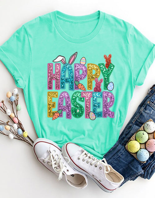 Load image into Gallery viewer, HAPPY EASTER Round Neck Short Sleeve T-Shirt
