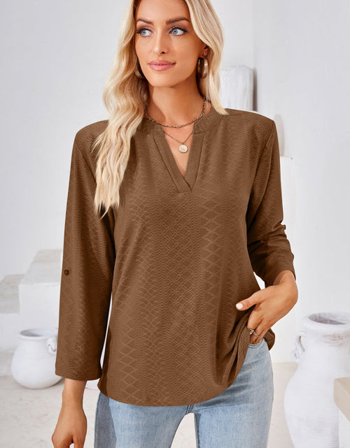 Load image into Gallery viewer, V-Neck Roll-Tap Sleeve Blouse
