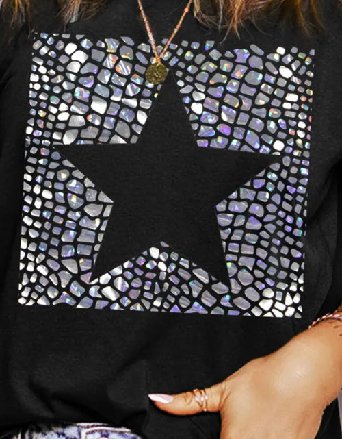 Load image into Gallery viewer, Star Round Neck Short Sleeve T-Shirt
